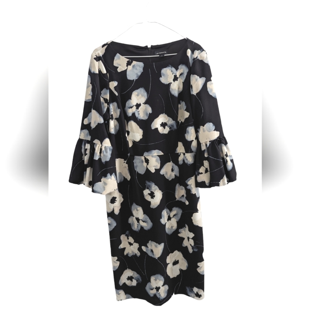 Liz Claiborne Black and Blue Floral Dress, 12